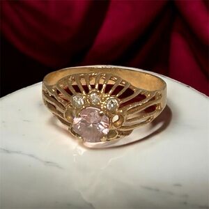 Vintage 14K Yellow Gold Halo Birthstone Ring 3.63grm. SZ 11 PRICE FIRM